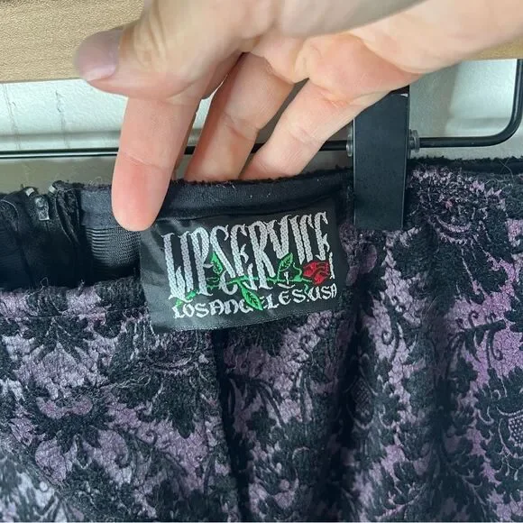 LIP SERVICE Vintage Black and Purple Velvet Lace Maxi Pencil Skirt Large LA USA - Picture 4 of 12